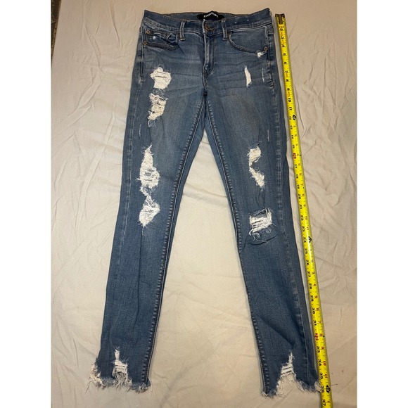 Express Mid Rise Ankle Legging Distressed Ripped Stretch Women's Jeans Size 2 - Picture 1 of 8